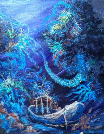 Hommage. 60×80cm. Mixte. Représente le monde du spectacle.